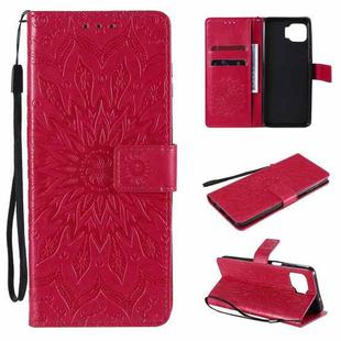 For Motorola Moto G 5G Plus Pressed Printing Sunflower Pattern Horizontal Flip PU Leather Case with Holder & Card Slots & Wallet & Lanyard(Red)
