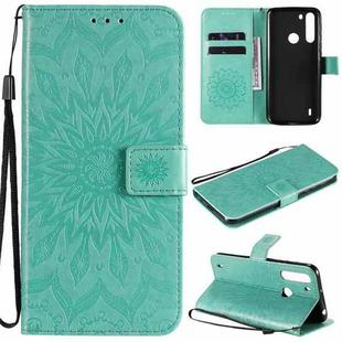 For Motorola One Fusion Pressed Printing Sunflower Pattern Horizontal Flip PU Leather Case with Holder & Card Slots & Wallet & Lanyard(Green)