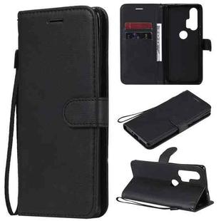 For Motorola Moto Edge+ Solid Color Horizontal Flip Protective Leather Case with Holder & Card Slots & Wallet & Photo Frame & Lanyard(Black)