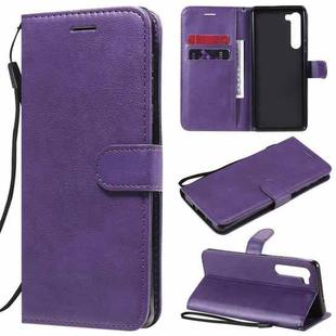 For Motorola Moto Edge Solid Color Horizontal Flip Protective Leather Case with Holder & Card Slots & Wallet & Photo Frame & Lanyard(Purple)