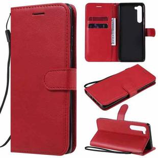 For Motorola Moto Edge Solid Color Horizontal Flip Protective Leather Case with Holder & Card Slots & Wallet & Photo Frame & Lanyard(Red)