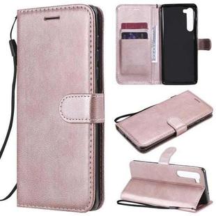 For Motorola Moto Edge Solid Color Horizontal Flip Protective Leather Case with Holder & Card Slots & Wallet & Photo Frame & Lanyard(Rose Gold)