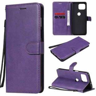 For Motorola Moto G 5G Plus Solid Color Horizontal Flip Protective Leather Case with Holder & Card Slots & Wallet & Photo Frame & Lanyard(Purple)
