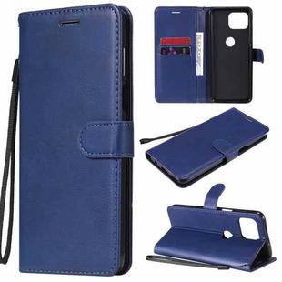 For Motorola Moto G 5G Plus Solid Color Horizontal Flip Protective Leather Case with Holder & Card Slots & Wallet & Photo Frame & Lanyard(Blue)