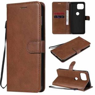 For Motorola Moto G 5G Plus Solid Color Horizontal Flip Protective Leather Case with Holder & Card Slots & Wallet & Photo Frame & Lanyard(Brown)