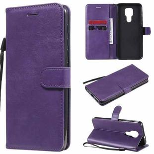 For Motorola Moto G9 Play Solid Color Horizontal Flip Protective Leather Case with Holder & Card Slots & Wallet & Photo Frame & Lanyard(Purple)