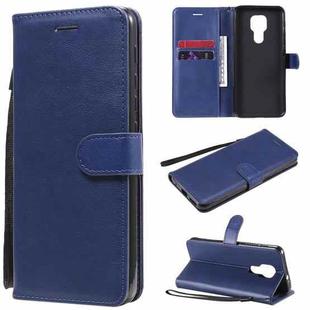 For Motorola Moto G9 Play Solid Color Horizontal Flip Protective Leather Case with Holder & Card Slots & Wallet & Photo Frame & Lanyard(Blue)