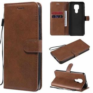 For Motorola Moto G9 Play Solid Color Horizontal Flip Protective Leather Case with Holder & Card Slots & Wallet & Photo Frame & Lanyard(Brown)