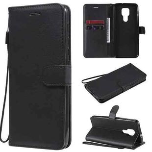 For Motorola Moto G9 Play Solid Color Horizontal Flip Protective Leather Case with Holder & Card Slots & Wallet & Photo Frame & Lanyard(Black)