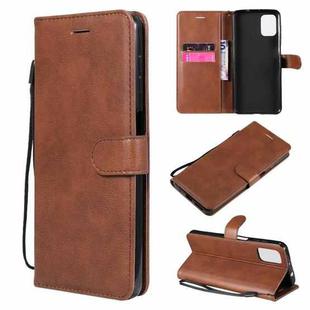 For Motorola Moto G9 Plus Solid Color Horizontal Flip Protective Leather Case with Holder & Card Slots & Wallet & Photo Frame & Lanyard(Brown)