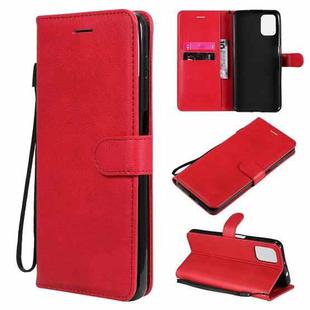 For Motorola Moto G9 Plus Solid Color Horizontal Flip Protective Leather Case with Holder & Card Slots & Wallet & Photo Frame & Lanyard(Red)