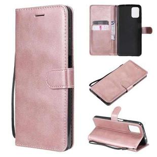 For Motorola Moto G9 Plus Solid Color Horizontal Flip Protective Leather Case with Holder & Card Slots & Wallet & Photo Frame & Lanyard(Rose Gold)