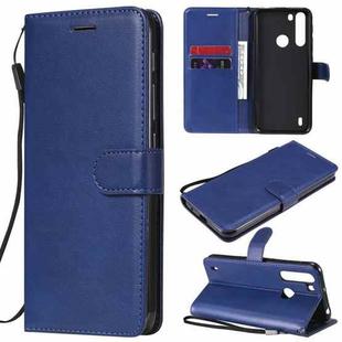 For Motorola Moto One Fuson Solid Color Horizontal Flip Protective Leather Case with Holder & Card Slots & Wallet & Photo Frame & Lanyard(Blue)