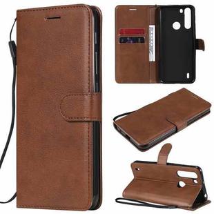For Motorola Moto One Fuson Solid Color Horizontal Flip Protective Leather Case with Holder & Card Slots & Wallet & Photo Frame & Lanyard(Brown)