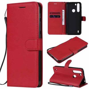 For Motorola Moto One Fuson Solid Color Horizontal Flip Protective Leather Case with Holder & Card Slots & Wallet & Photo Frame & Lanyard(Red)