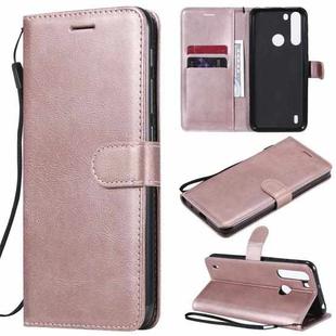 For Motorola Moto One Fuson Solid Color Horizontal Flip Protective Leather Case with Holder & Card Slots & Wallet & Photo Frame & Lanyard(Rose Gold)