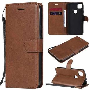 For Google Pixel 4a Solid Color Horizontal Flip Protective Leather Case with Holder & Card Slots & Wallet & Photo Frame & Lanyard(Brown)