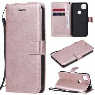 For Google Pixel 4a Solid Color Horizontal Flip Protective Leather Case with Holder & Card Slots & Wallet & Photo Frame & Lanyard(Rose Gold)