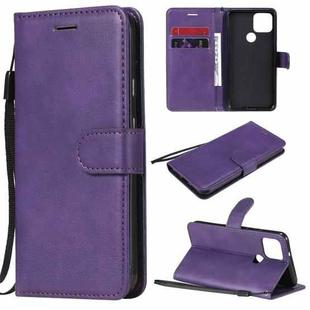 For Google Pixel 5 Solid Color Horizontal Flip Protective Leather Case with Holder & Card Slots & Wallet & Photo Frame & Lanyard(Purple)