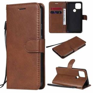 For Google Pixel 5 Solid Color Horizontal Flip Protective Leather Case with Holder & Card Slots & Wallet & Photo Frame & Lanyard(Brown)