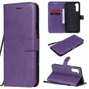 For OnePlus Nord Solid Color Horizontal Flip Protective Leather Case with Holder & Card Slots & Wallet & Photo Frame & Lanyard(Purple)