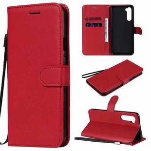 For OnePlus Nord Solid Color Horizontal Flip Protective Leather Case with Holder & Card Slots & Wallet & Photo Frame & Lanyard(Red)