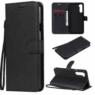 For OnePlus Nord Solid Color Horizontal Flip Protective Leather Case with Holder & Card Slots & Wallet & Photo Frame & Lanyard(Black)