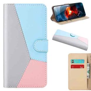 For Motorola Moto G9 Play Tricolor Stitching Horizontal Flip TPU + PU Leather Case with Holder & Card Slots & Wallet(Grey)