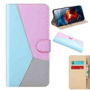 For Motorola Moto G9 Plus Tricolor Stitching Horizontal Flip TPU + PU Leather Case with Holder & Card Slots & Wallet(Blue)
