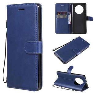 For Huawei Mate 40 Pro Solid Color Horizontal Flip Protective Leather Case with Holder & Card Slots & Wallet & Photo Frame & Lanyard(Blue)