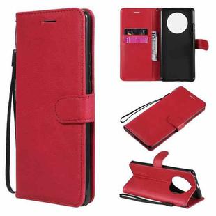 For Huawei Mate 40 Pro Solid Color Horizontal Flip Protective Leather Case with Holder & Card Slots & Wallet & Photo Frame & Lanyard(Red)