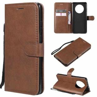 For Huawei Mate 40 Solid Color Horizontal Flip Protective Leather Case with Holder & Card Slots & Wallet & Photo Frame & Lanyard(Brown)