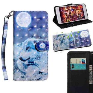 For Motorola Moto G9 Play 3D Painted Pattern Horizontal Flip TPU + PU Leather Case with Holder & Card Slots & Wallet & Lanyard(Moon Wolf)