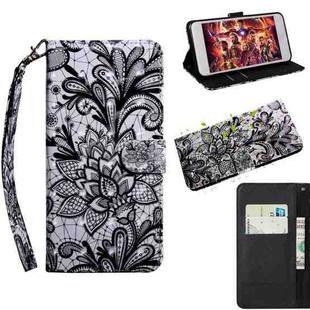 For Nokia 2.4 3D Painted Pattern Horizontal Flip TPU + PU Leather Case with Holder & Card Slots & Wallet & Lanyard(Black Lace)