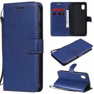 For Samsung Galaxy A01 Core Solid Color Horizontal Flip Protective Leather Case with Holder & Card Slots & Wallet & Photo Frame & Lanyard(Blue)