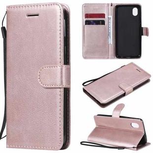 For Samsung Galaxy A01 Core Solid Color Horizontal Flip Protective Leather Case with Holder & Card Slots & Wallet & Photo Frame & Lanyard(Rose Gold)