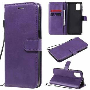 For Samsung Galaxy M31s Solid Color Horizontal Flip Protective Leather Case with Holder & Card Slots & Wallet & Photo Frame & Lanyard(Purple)