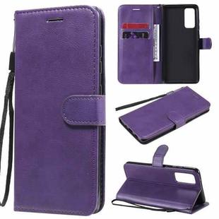 For Samsung Galaxy S20 Lite / S20 FE 5G / S20 Fan Edition Solid Color Horizontal Flip Protective Leather Case with Holder & Card Slots & Wallet & Photo Frame & Lanyard(Purple)