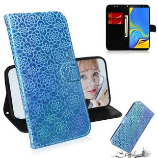 For Galaxy A9 2018 Solid Color Colorful Magnetic Buckle Horizontal Flip PU Leather Case with Holder & Card Slots & Wallet & Lanyard(Blue)