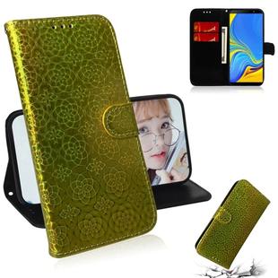 For Galaxy A9 2018 Solid Color Colorful Magnetic Buckle Horizontal Flip PU Leather Case with Holder & Card Slots & Wallet & Lanyard(Gold)