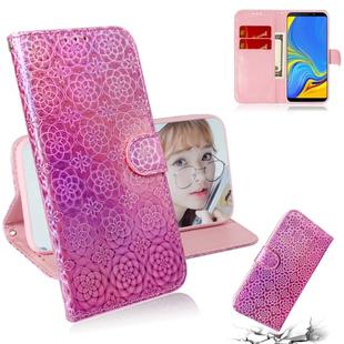 For Galaxy A9 2018 Solid Color Colorful Magnetic Buckle Horizontal Flip PU Leather Case with Holder & Card Slots & Wallet & Lanyard(Pink)