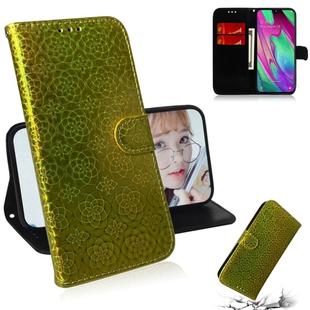 For Galaxy A40 Solid Color Colorful Magnetic Buckle Horizontal Flip PU Leather Case with Holder & Card Slots & Wallet & Lanyard(Gold)
