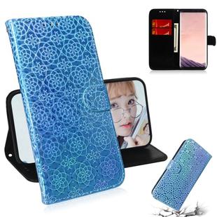 For Galaxy S8 Plus Solid Color Colorful Magnetic Buckle Horizontal Flip PU Leather Case with Holder & Card Slots & Wallet & Lanyard(Blue)