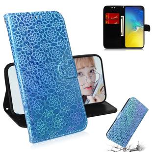 For Galaxy S10e Solid Color Colorful Magnetic Buckle Horizontal Flip PU Leather Case with Holder & Card Slots & Wallet & Lanyard(Blue)