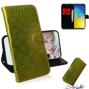 For Galaxy S10e Solid Color Colorful Magnetic Buckle Horizontal Flip PU Leather Case with Holder & Card Slots & Wallet & Lanyard(Gold)