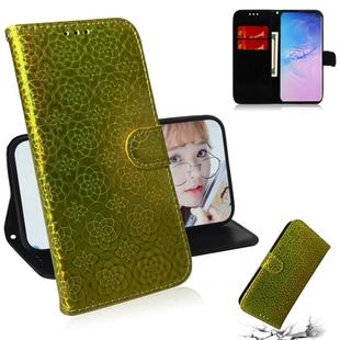 For Galaxy S10 Plus Solid Color Colorful Magnetic Buckle Horizontal Flip PU Leather Case with Holder & Card Slots & Wallet & Lanyard(Gold)