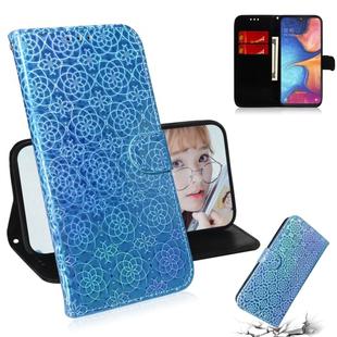 For Galaxy A10e / A20e Solid Color Colorful Magnetic Buckle Horizontal Flip PU Leather Case with Holder & Card Slots & Wallet & Lanyard(Blue)