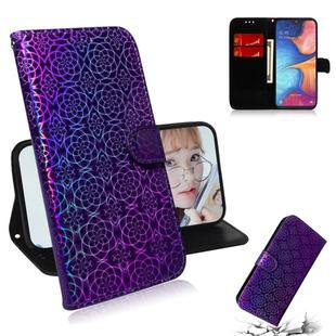 For Galaxy A10e / A20e Solid Color Colorful Magnetic Buckle Horizontal Flip PU Leather Case with Holder & Card Slots & Wallet & Lanyard(Purple)