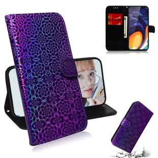 For Galaxy M40 / A60 Solid Color Colorful Magnetic Buckle Horizontal Flip PU Leather Case with Holder & Card Slots & Wallet & Lanyard(Purple)