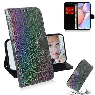 For  Galaxy A10s Solid Color Colorful Magnetic Buckle Horizontal Flip PU Leather Case with Holder & Card Slots & Wallet & Lanyard(Silver)